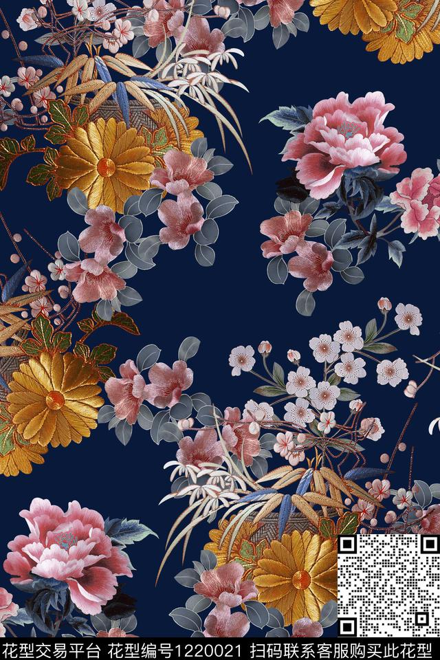 大牌风中国风华亿平台真丝旗袍数码印花华亿平台下载（图片编号: 1220021） - 瓦栏（Walan）