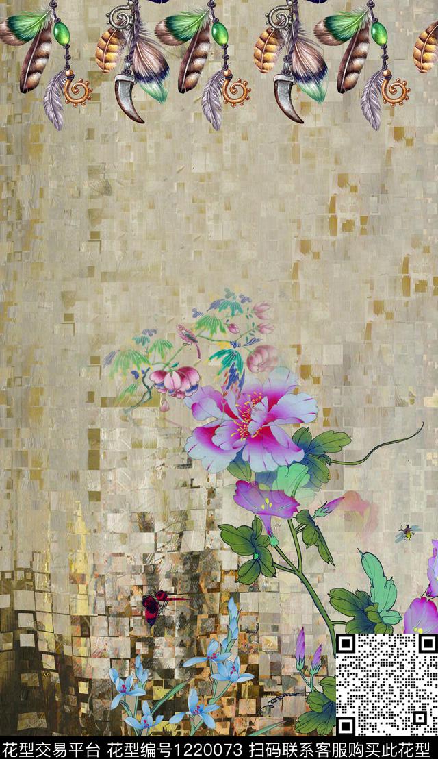 香云纱复古中国风数码印花华亿平台下载（图片编号: 1220073） - 瓦栏（Walan）