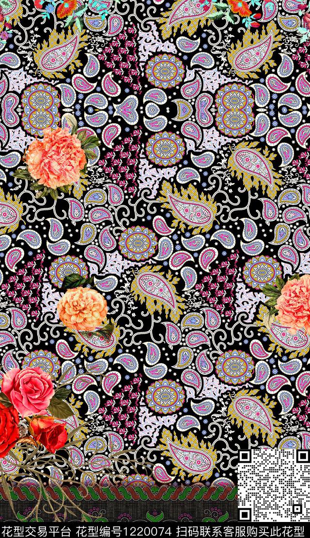 香云纱复古中国风数码印花华亿平台下载（图片编号: 1220074） - 瓦栏（Walan）