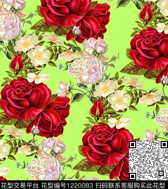 彩底花卉外贸华亿平台女装花卉数码印花华亿平台下载（图片编号: 1220083） - 瓦栏（Walan）