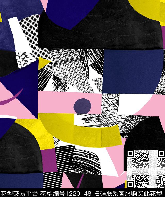 创意三角形几何数码印花华亿平台下载（图片编号: 1220148） - 瓦栏（Walan）