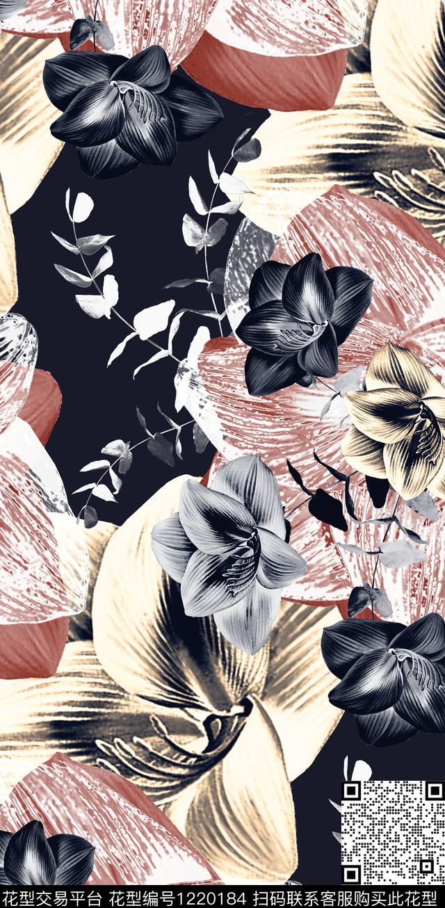 水彩花卉原创创意新花数码印花华亿平台下载（图片编号: 1220184） - 瓦栏（Walan）