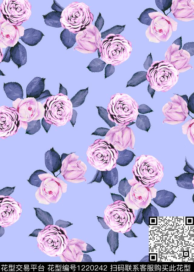 花卉大牌风素雅数码印花华亿平台下载（图片编号: 1220242） - 瓦栏（Walan）