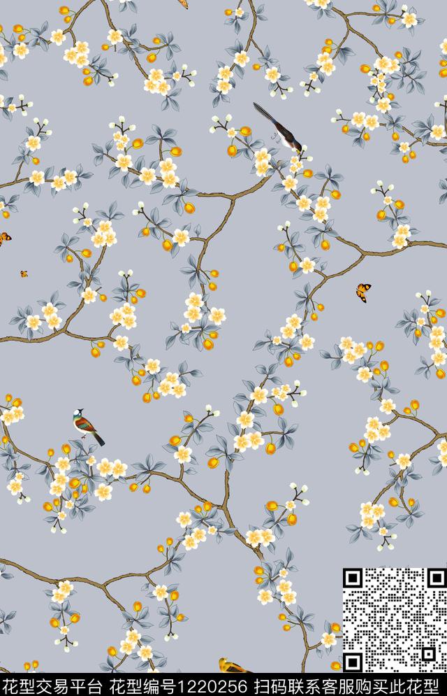 女装树枝花卉数码印花华亿平台下载（图片编号: 1220256） - 瓦栏（Walan）