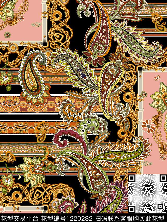 佩斯利单色民族风数码印花华亿平台下载（图片编号: 1220282） - 瓦栏（Walan）