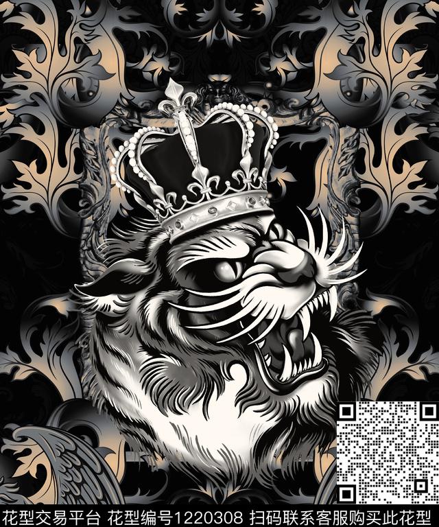 老虎几何大牌风数码印花华亿平台下载（图片编号: 1220308） - 瓦栏（Walan）