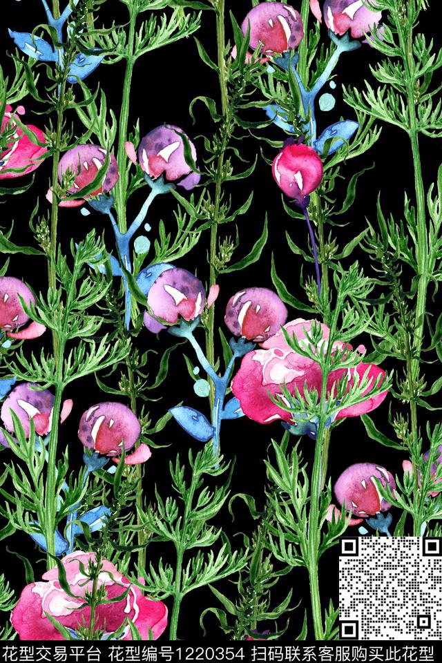 女装大花花卉数码印花华亿平台下载（图片编号: 1220354） - 瓦栏（Walan）