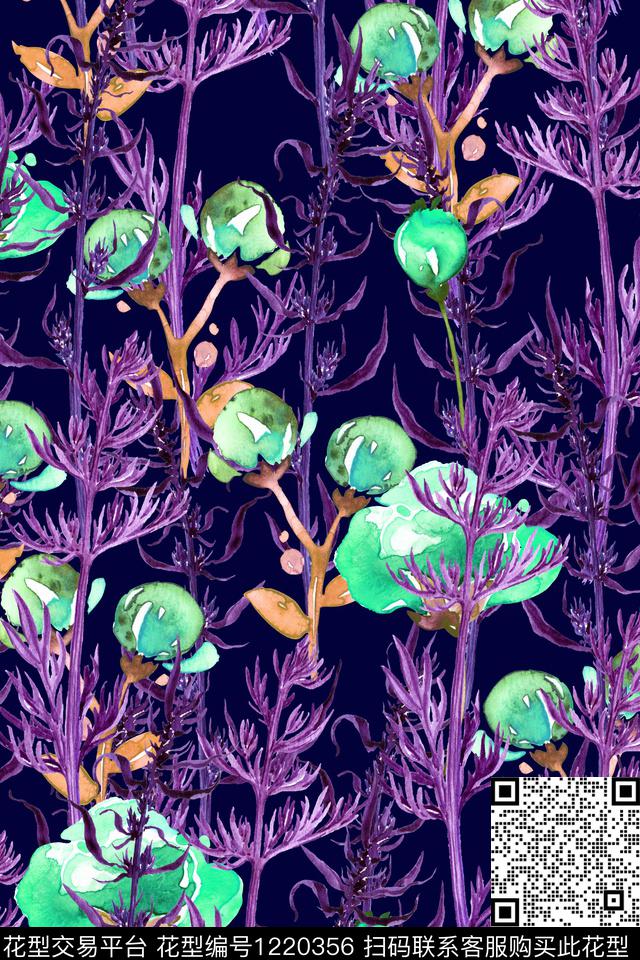女装大花花卉数码印花华亿平台下载（图片编号: 1220356） - 瓦栏（Walan）
