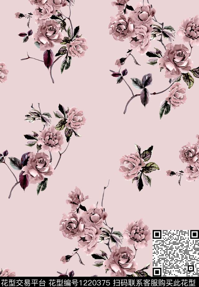 水彩花卉花卉传统华亿平台传统印花华亿平台下载（图片编号: 1220375） - 瓦栏（Walan）