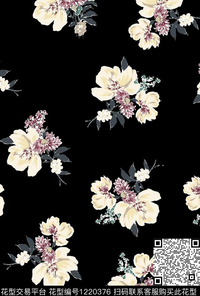 水彩花卉花卉传统华亿平台传统印花华亿平台下载（图片编号: 1220376） - 瓦栏（Walan）