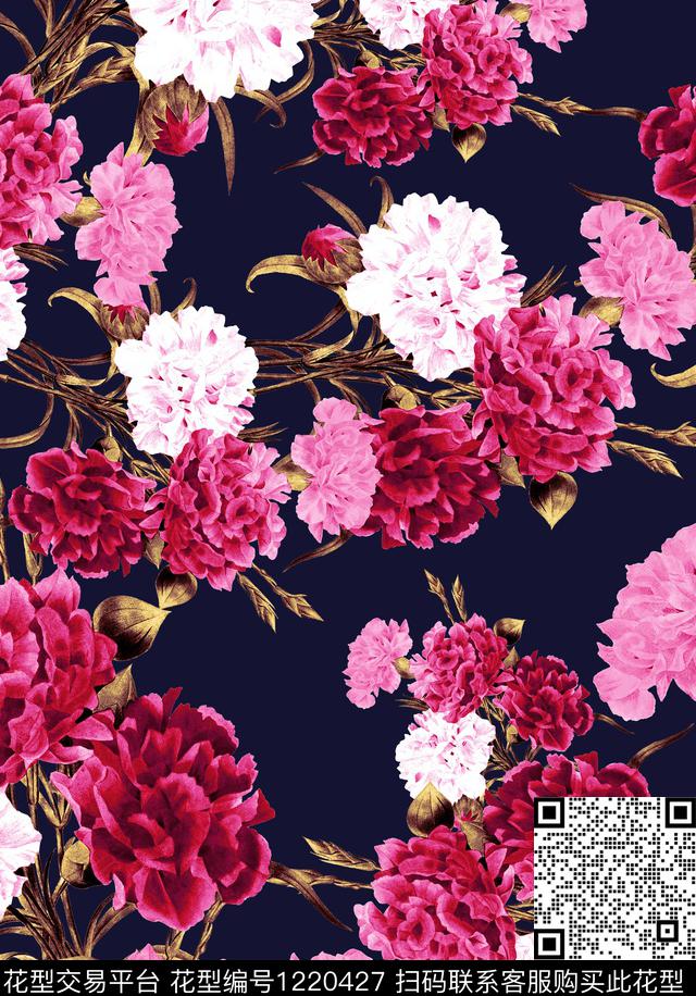 康乃馨Carnation签字笔画数码印花华亿平台下载（图片编号: 1220427） - 瓦栏（Walan）