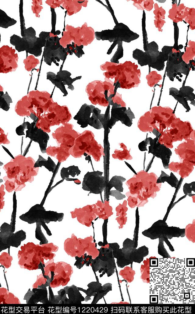 康乃馨Carnation签字笔画数码印花华亿平台下载（图片编号: 1220429） - 瓦栏（Walan）