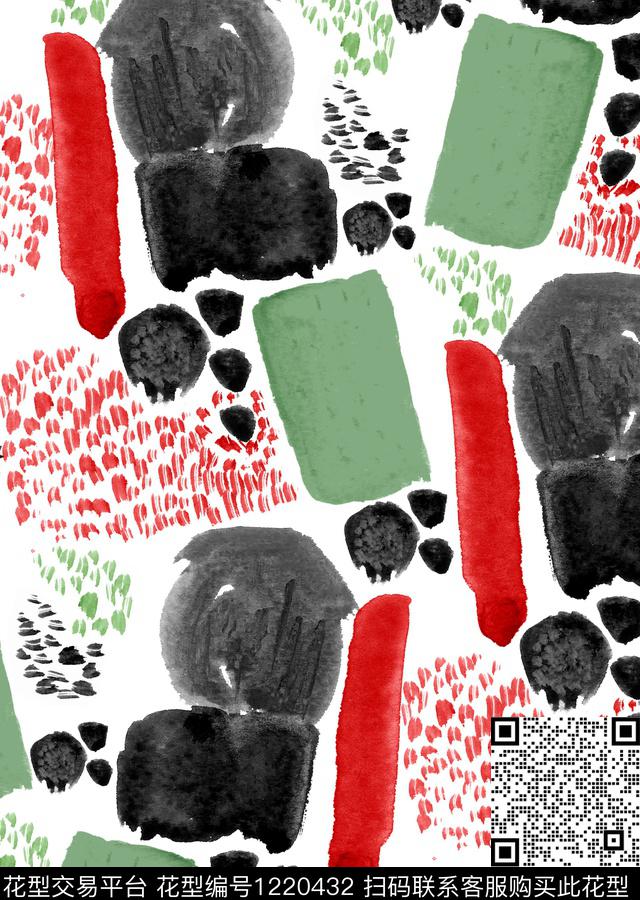 手绘笔触abstract数码印花华亿平台下载（图片编号: 1220432） - 瓦栏（Walan）