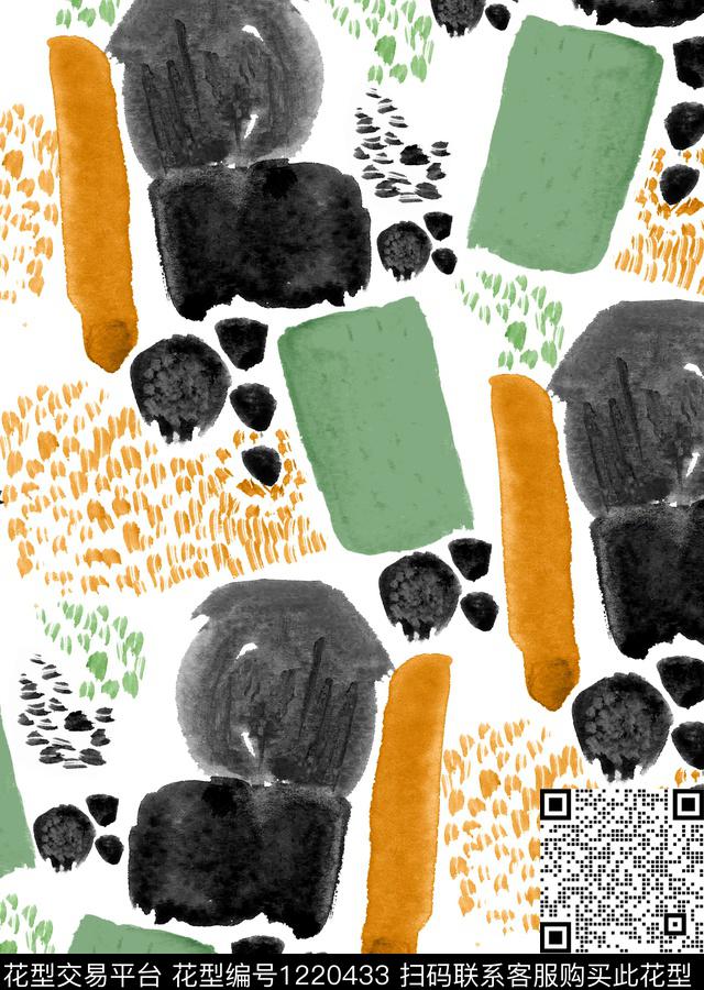 手绘笔触abstract数码印花华亿平台下载（图片编号: 1220433） - 瓦栏（Walan）