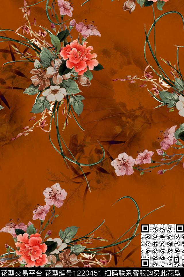 花卉小碎花中国风数码印花华亿平台下载（图片编号: 1220451） - 瓦栏（Walan）