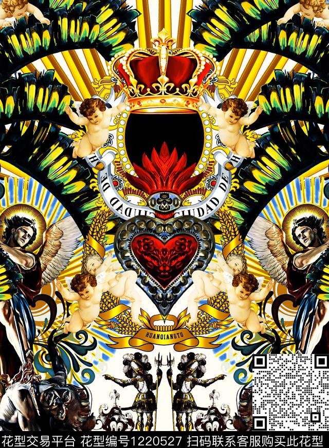 古典花纹字母几何数码印花华亿平台下载（图片编号: 1220527） - 瓦栏（Walan）