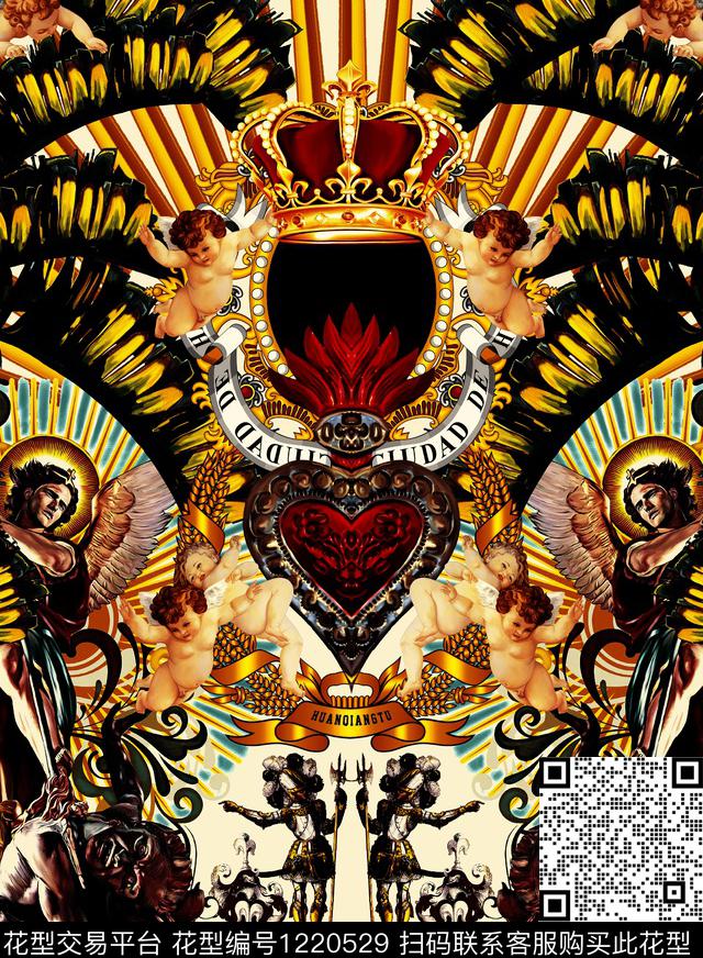 古典花纹字母几何数码印花华亿平台下载（图片编号: 1220529） - 瓦栏（Walan）