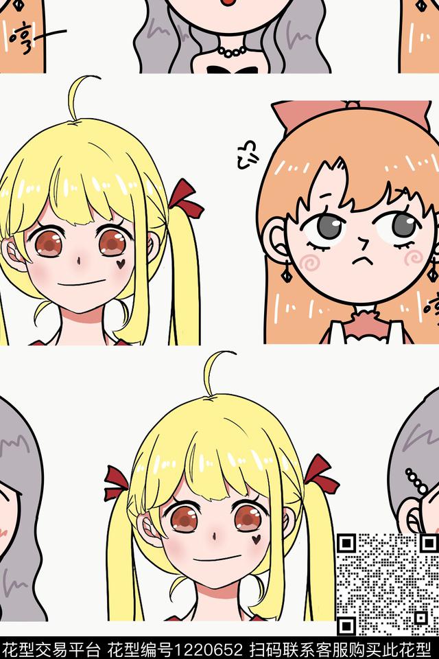 手绘卡通人物可爱传统印花华亿平台下载（图片编号: 1220652） - 瓦栏（Walan）