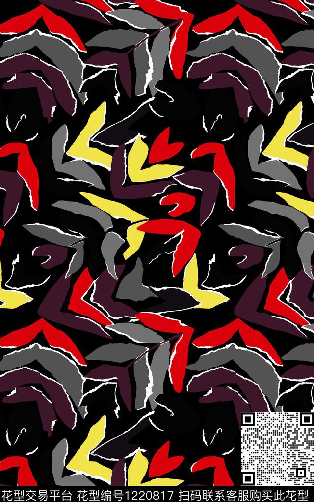 花卉黑底花卉秋冬华亿平台数码印花华亿平台下载（图片编号: 1220817） - 瓦栏（Walan）