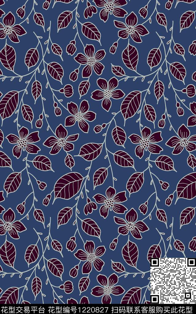 花卉小碎花秋冬华亿平台数码印花华亿平台下载（图片编号: 1220827） - 瓦栏（Walan）