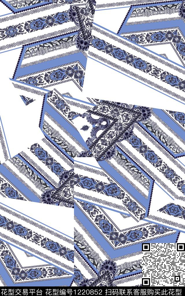 几何佩斯利民族风数码印花华亿平台下载（图片编号: 1220852） - 瓦栏（Walan）