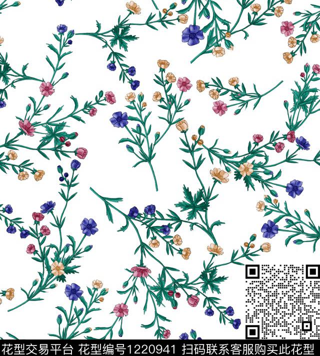 桃花小碎花樱花数码印花华亿平台下载（图片编号: 1220941） - 瓦栏（Walan）