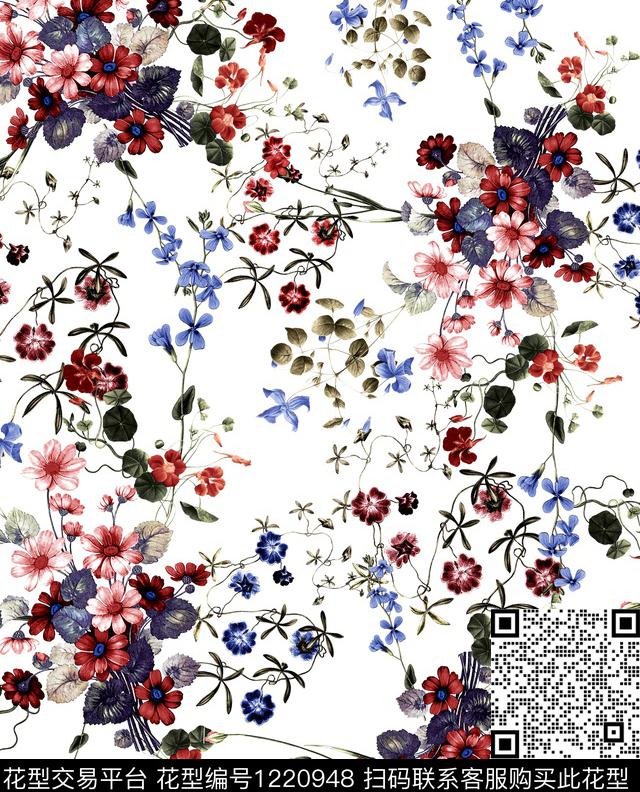 桃花小碎花樱花数码印花华亿平台下载（图片编号: 1220948） - 瓦栏（Walan）