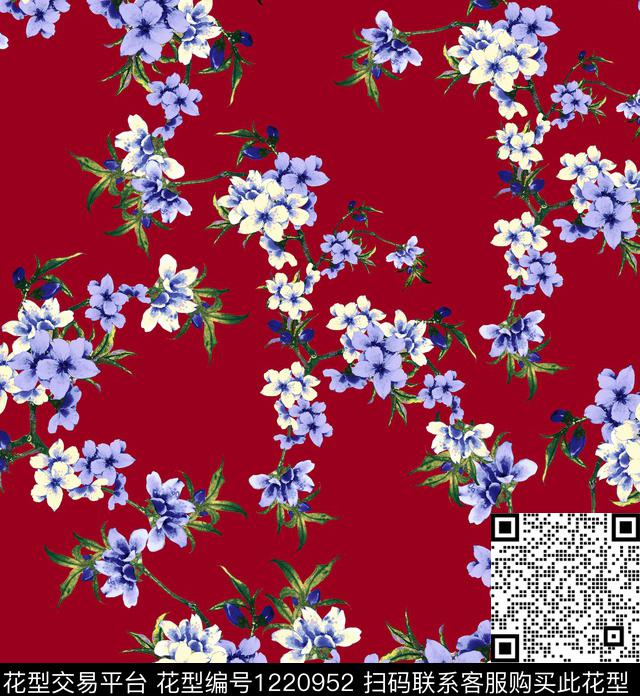 桃花小碎花樱花数码印花华亿平台下载（图片编号: 1220952） - 瓦栏（Walan）