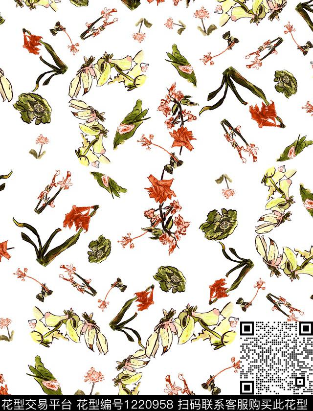 桃花小碎花樱花数码印花华亿平台下载（图片编号: 1220958） - 瓦栏（Walan）