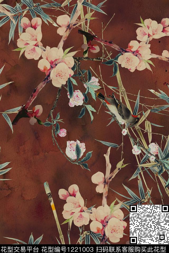 梅花海棠花卉数码印花华亿平台下载（图片编号: 1221003） - 瓦栏（Walan）