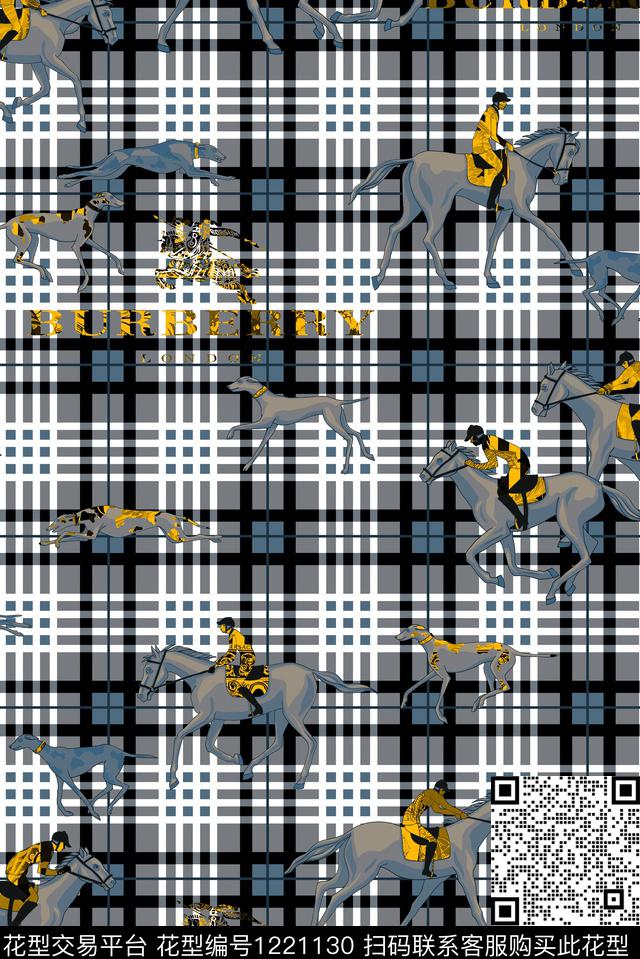 字母几何格子数码印花华亿平台下载（图片编号: 1221130） - 瓦栏（Walan）