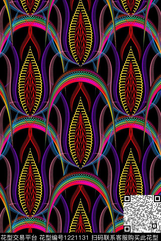 民族风花纹民族条纹欧洲数码印花华亿平台下载（图片编号: 1221131） - 瓦栏（Walan）