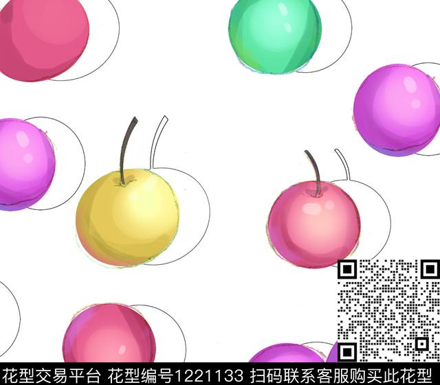 苹果水果卡通数码印花华亿平台下载（图片编号: 1221133） - 瓦栏（Walan）