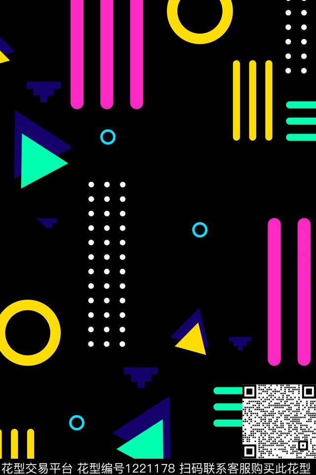 抽象线条几何男装数码印花华亿平台下载（图片编号: 1221178） - 瓦栏（Walan）