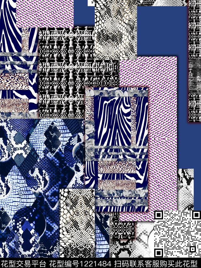 几何混合拼接民族风数码印花华亿平台下载（图片编号: 1221484） - 瓦栏（Walan）