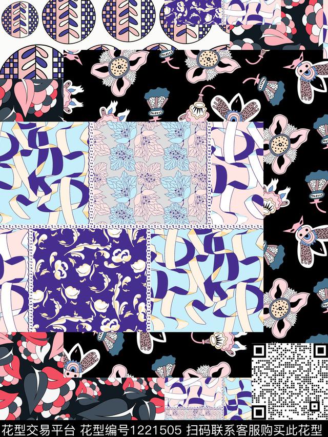 几何混合拼接民族风数码印花华亿平台下载（图片编号: 1221505） - 瓦栏（Walan）