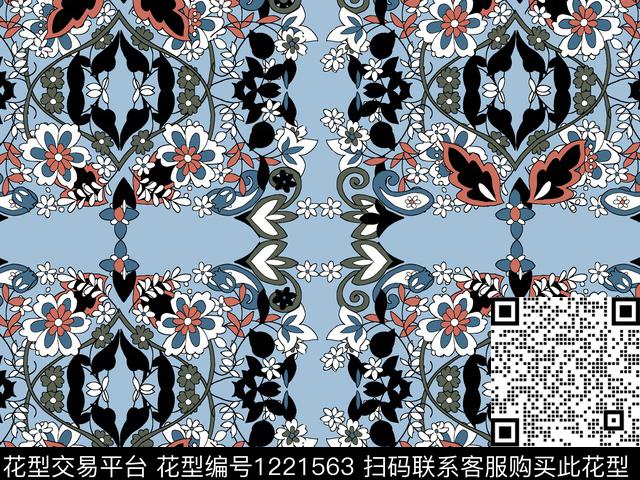 花卉大牌风传统印花华亿平台下载（图片编号: 1221563） - 瓦栏（Walan）