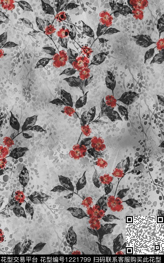 花卉大牌风肌理数码印花华亿平台下载（图片编号: 1221799） - 瓦栏（Walan）