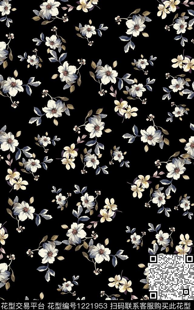 花卉小碎花手绘花卉数码印花华亿平台下载（图片编号: 1221953） - 瓦栏（Walan）