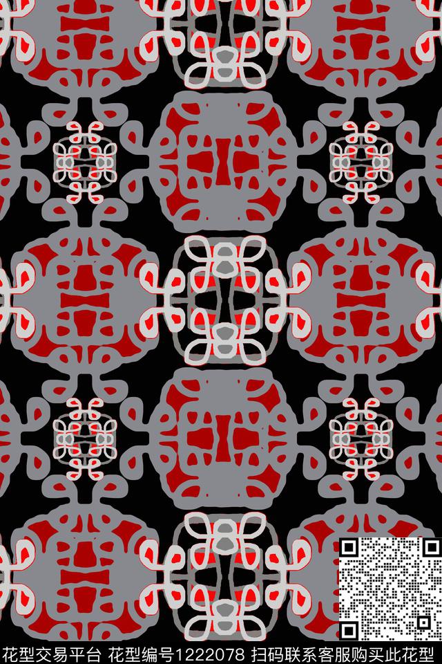 民族风图案手绘线条笔触圆圈与波点传统印花华亿平台下载（图片编号: 1222078） - 瓦栏（Walan）