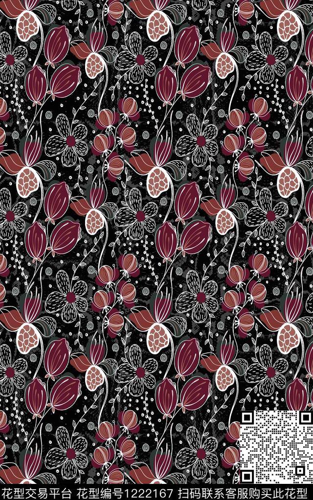花卉小碎花肌理数码印花华亿平台下载（图片编号: 1222167） - 瓦栏（Walan）