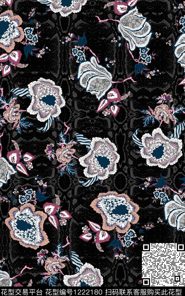 肌理线条民族风数码印花华亿平台下载（图片编号: 1222180） - 瓦栏（Walan）