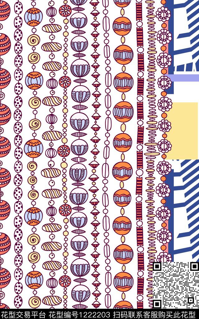 几何线条年轻女性数码印花华亿平台下载（图片编号: 1222203） - 瓦栏（Walan）