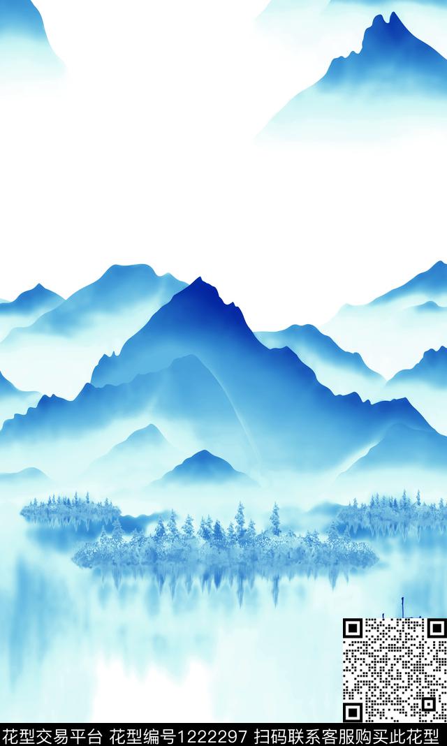 国画风景景观中国风定位花传统印花华亿平台下载（图片编号: 1222297） - 瓦栏（Walan）