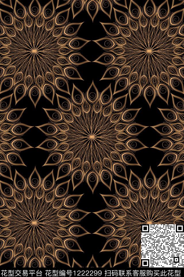 抽象几何线条数码印花华亿平台下载（图片编号: 1222299） - 瓦栏（Walan）