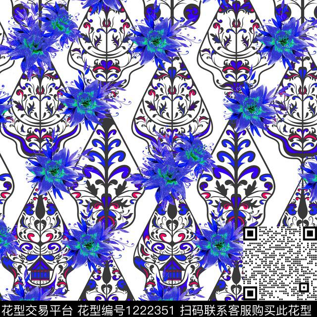 数码华亿平台花卉古典花纹数码印花华亿平台下载（图片编号: 1222351） - 瓦栏（Walan）