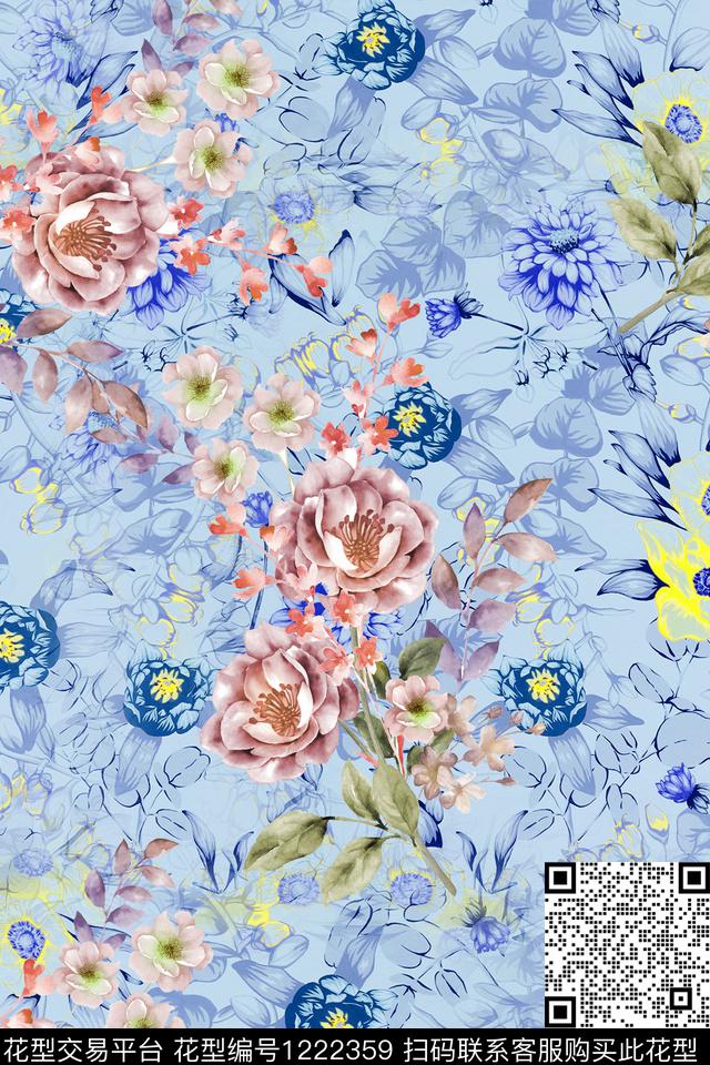 花卉大牌风小碎花数码印花华亿平台下载（图片编号: 1222359） - 瓦栏（Walan）
