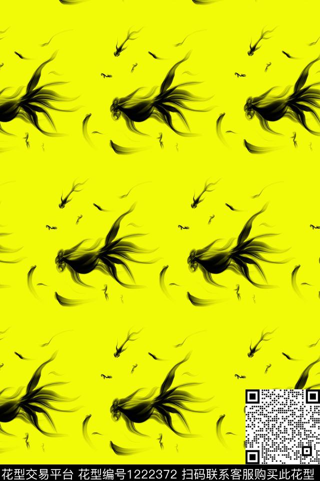 水彩风水墨风渐变数码印花华亿平台下载（图片编号: 1222372） - 瓦栏（Walan）