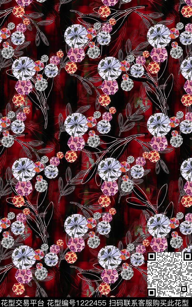 花卉手绘花卉中老年数码印花华亿平台下载（图片编号: 1222455） - 瓦栏（Walan）