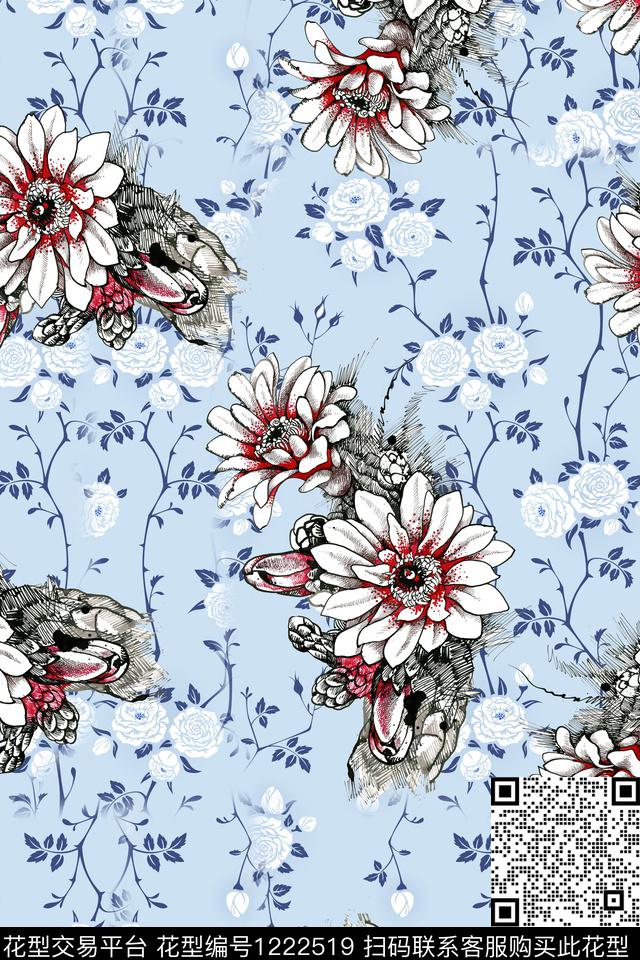 花卉大牌风小碎花数码印花华亿平台下载（图片编号: 1222519） - 瓦栏（Walan）